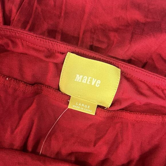 Maeve Anthropologie Skirt size Large Cranberry Pink Long Maxi Jersey A Line Boho - Picture 12 of 12